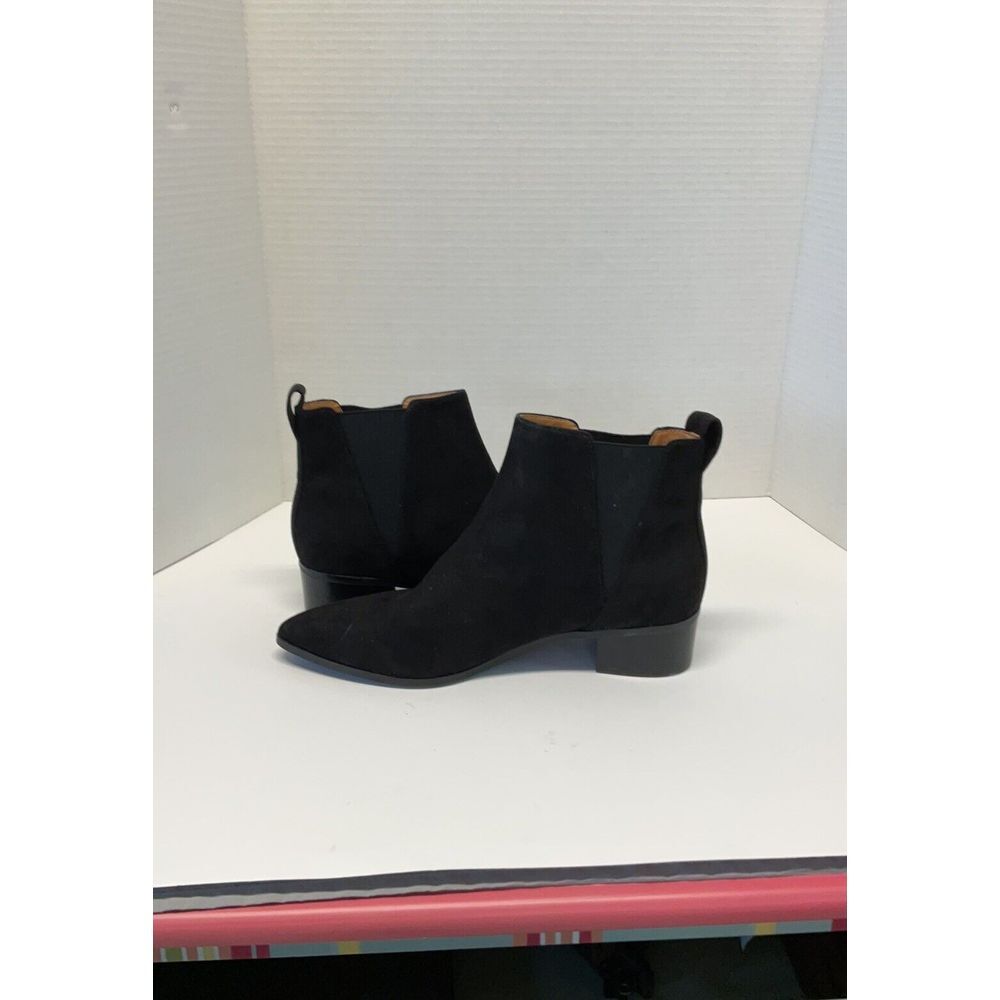 J. Crew- Size 9.5 Suede Ankle Boots Womens Black Bootie Pointed‎ Toe Block He… - Picture 3 of 10